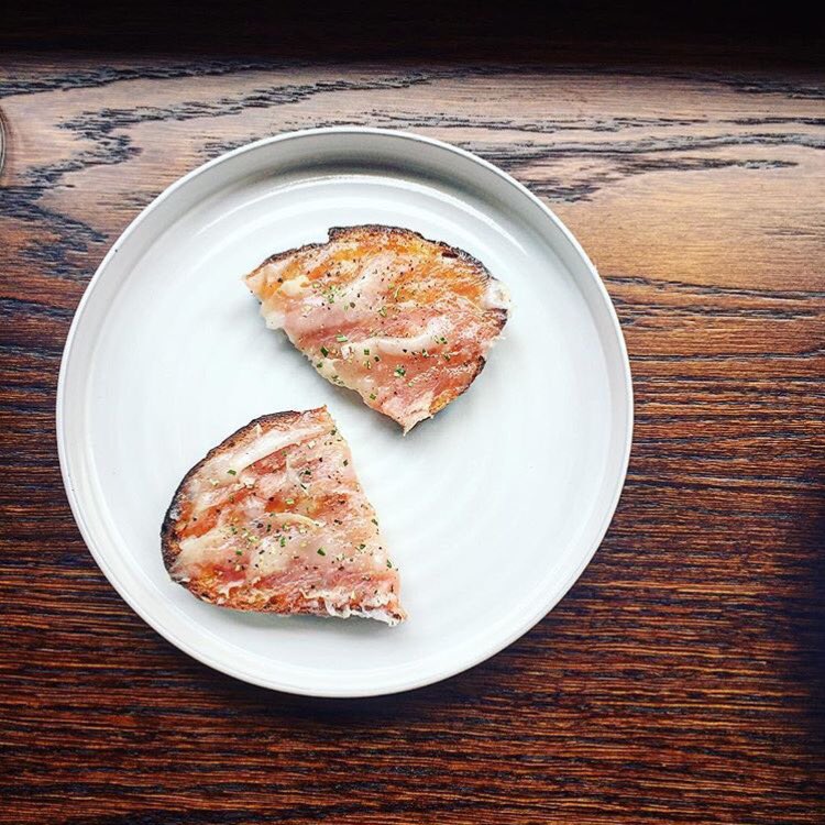 Toasted sourdough with apricot jam &amp; cured pork jowl on the brunch menu this Saturday