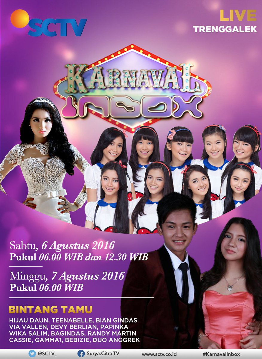 Tanggal 6&amp;7 Agustus ada #KarnavalInbox LIVE Trenggalek! Pastikan kamu nonton <a href="/InboxSCTV_/">Inbox SCTV</a> ya!