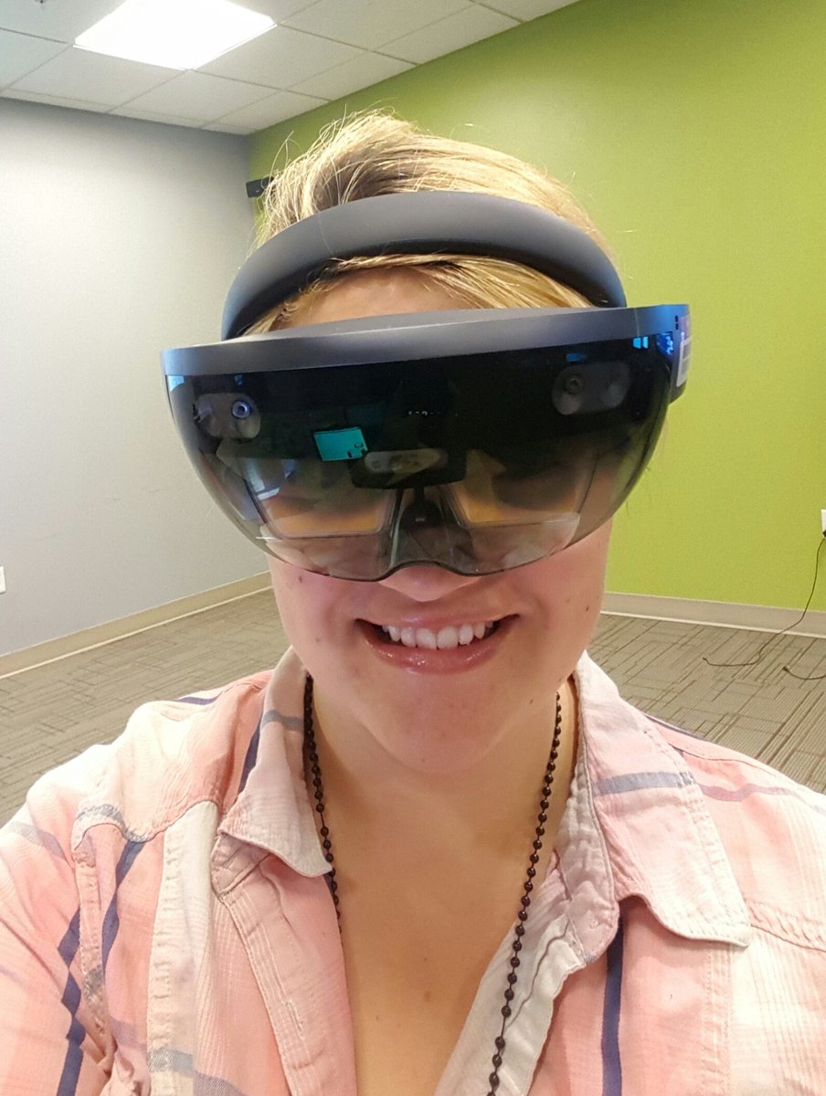 darlingengineer's tweet photo. Big day today - deploying my app on the @HoloLens device or the first time. #AR #VR #hololens #girlswhocode https://t.co/SCaUfODCyp