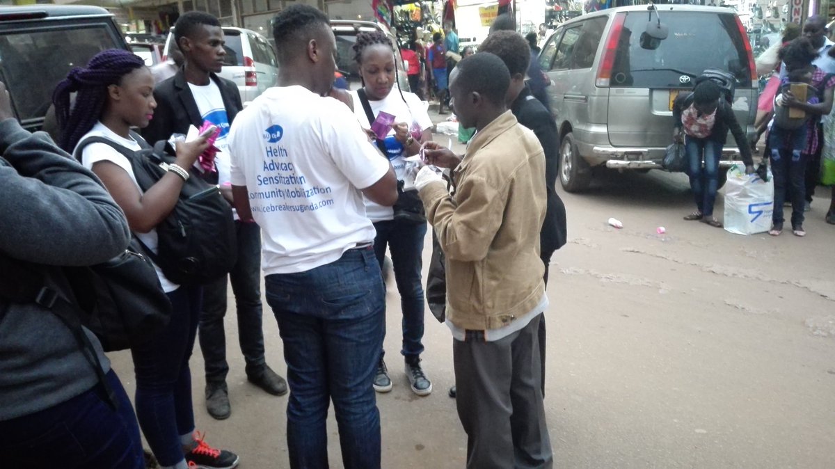 IcebreakersUG's tweet photo. We are promoting safer sex on the streets of Kampala. Giving out both male and female condoms. #PrideUg2016 https://t.co/v1XSXVW8nv