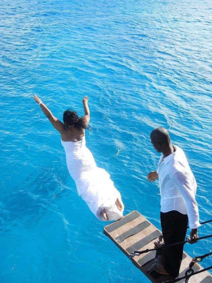 When they say take the plunge...they mean take the plunge! #BarbadosWedding #LoveBarbados