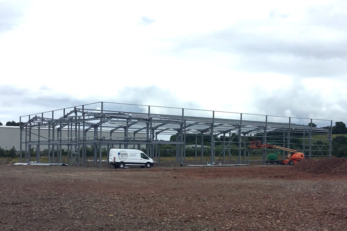 axonpower's tweet photo. Great progress continuing to be made on site with our new premises, steel work all completed and ready for cladding https://t.co/JemsKmQCXV