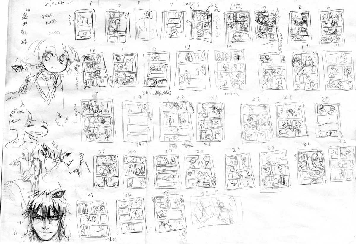 最近描いた漫画のネームです
A3くらいの適当なコピー用紙に適当に描きました 