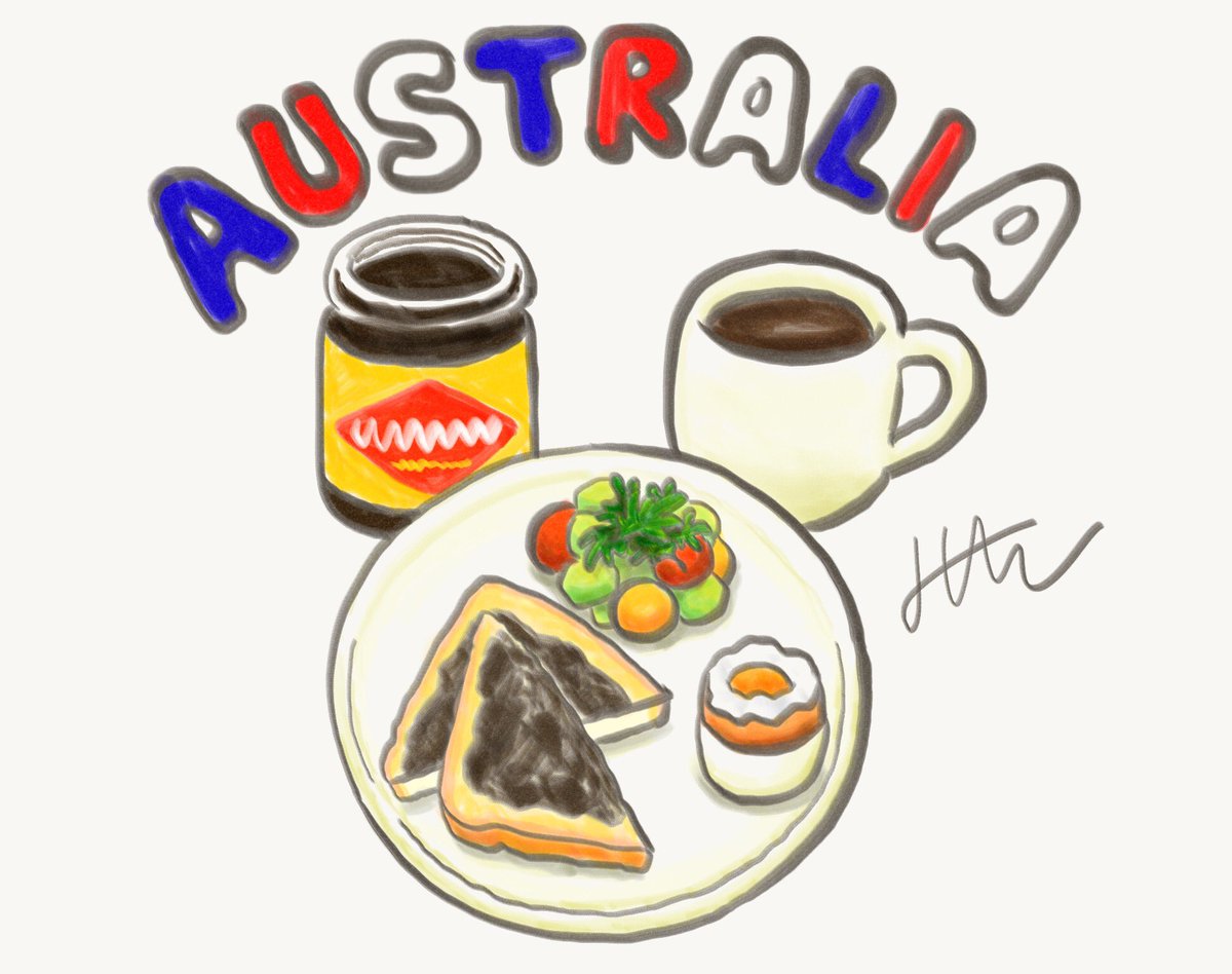 たかえみちこ على تويتر オーストラリアの朝食 Australian Breakfast イラスト Illustration 食べ物 Food パン Bread 朝食 Breakfast Brekkie コーヒー Coffee