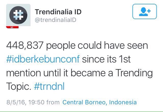 IDberkebun's tweet photo. WOW!!! 

Hashtag/tagar #IDberkebunConf jadi Trending Topic!

Konferensi Indonesia Berkebun ke-4 di Banyuwangi 2016 https://t.co/kridGiVSRv