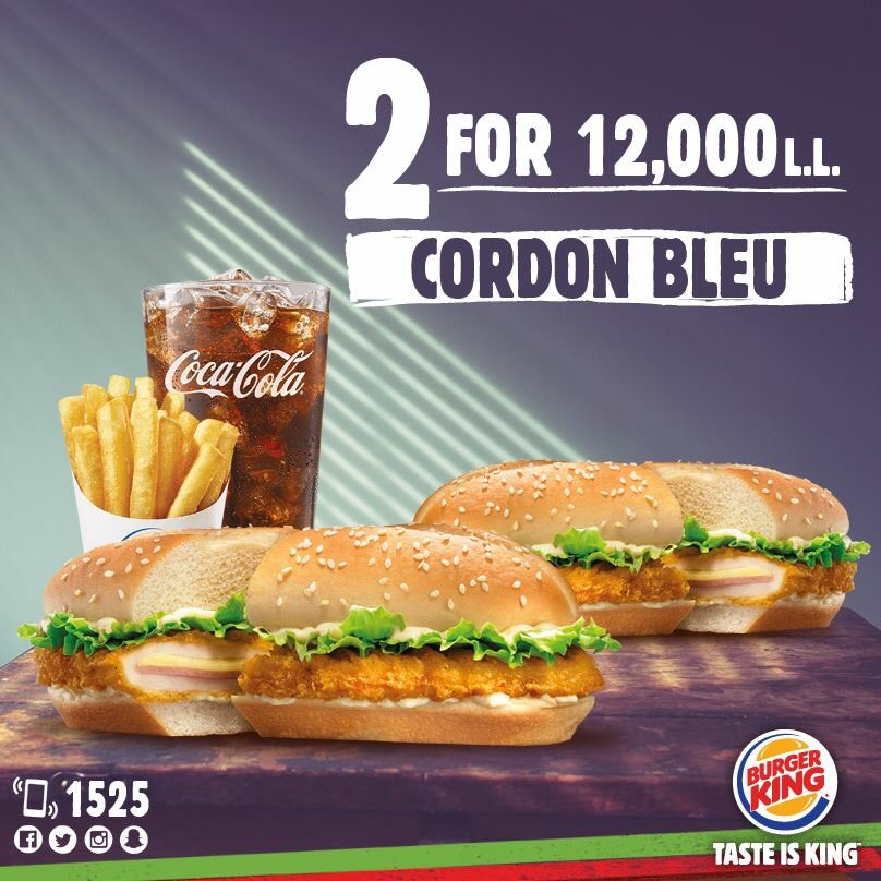 Burger King Lebanon on Twitter "1 Cordon Bleu Meal + 1 Cordon Bleu