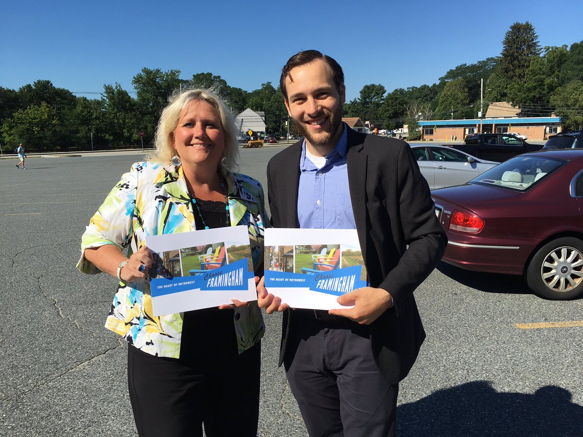 EDIC intern, Eli with Jill of the <a href="/MWCoC/">MetroWest Chamber</a> meets biz owners in #Nobscot and #Saxonville today. #shoplocal #Framingham