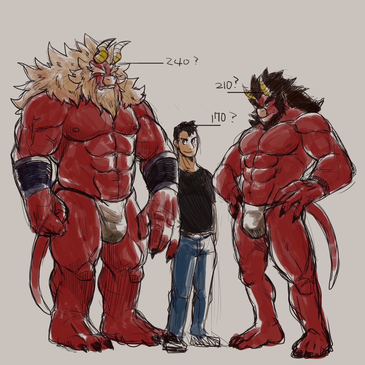 オツキミ على تويتر ガーディと兄達の身長設定的なもの 兄はいいとこ育ちでいろいろ整った容姿をしてるが ガーディは野放しにされて野獣のように育ったからいろいろ成長したい放題してしまった感じ