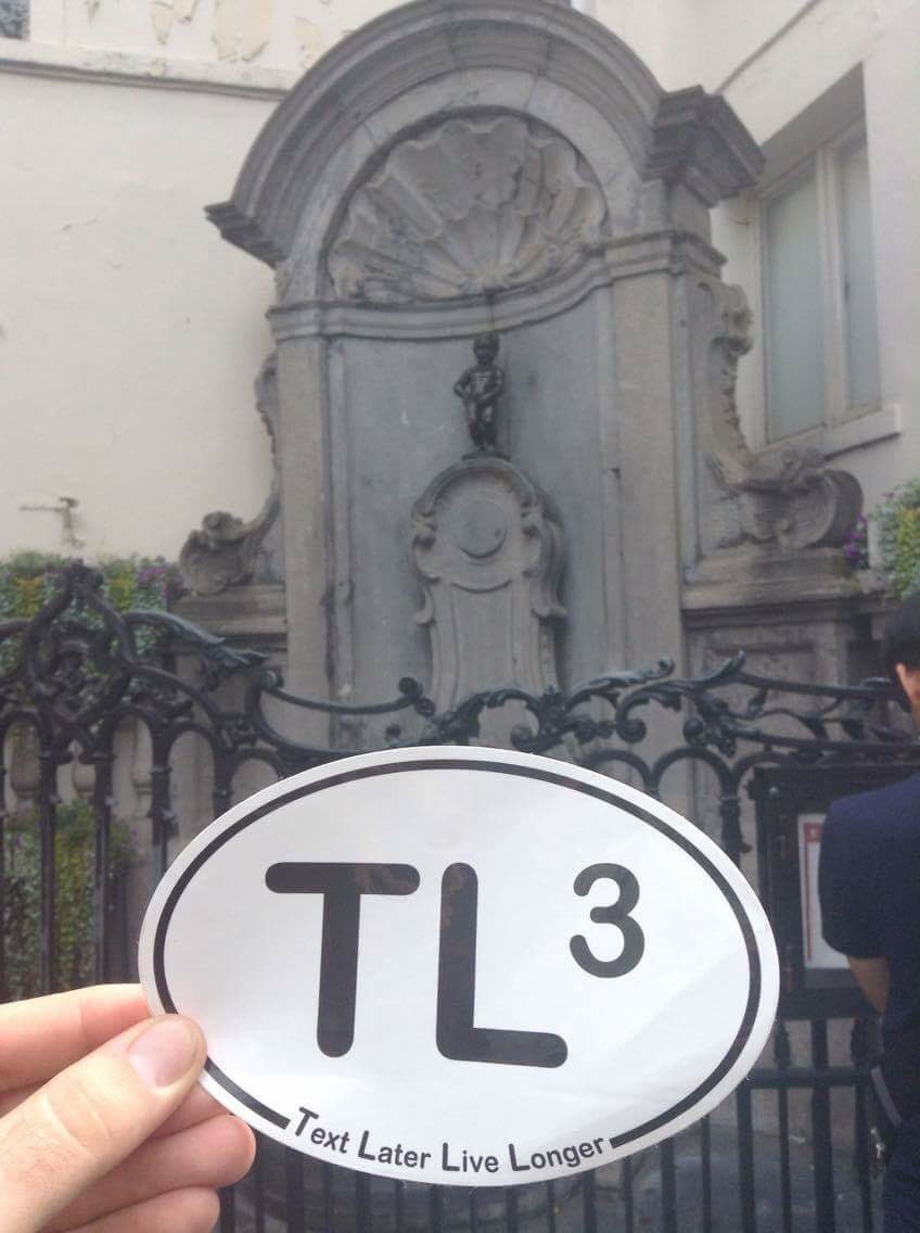 TLcubed's tweet photo. Spreading our message abroad this week!#TextLaterLiveLonger,#ArriveAlive,#ItCanWait, #DropIt&Drive, #BrusselsBelgium https://t.co/lDPZZhPFIw