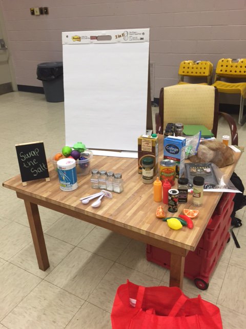 FCSPofBoston's tweet photo. "Swap The Salt" presentation by @BSHC Community #Health Worker Tammy Whiteduck on reducing sodium intake. #CodmanSQ https://t.co/yimTqdp4FK