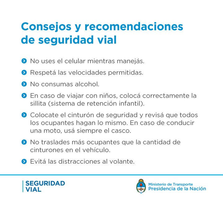 ¿Volvés a casa? Seguí estas recomendaciones para salir a la #ruta. Sigamos construyendo juntos la #MovilidadSegura
