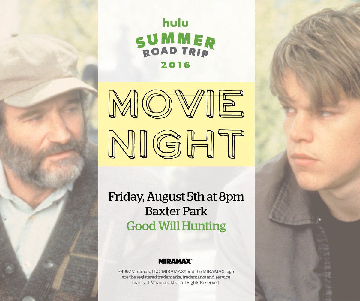 AtAssemblyRow's tweet photo. Looking for something to do tonight? Come on down to #atassemblyrow we're showing Good Will Hunting in the park https://t.co/3A2Bl1raAj