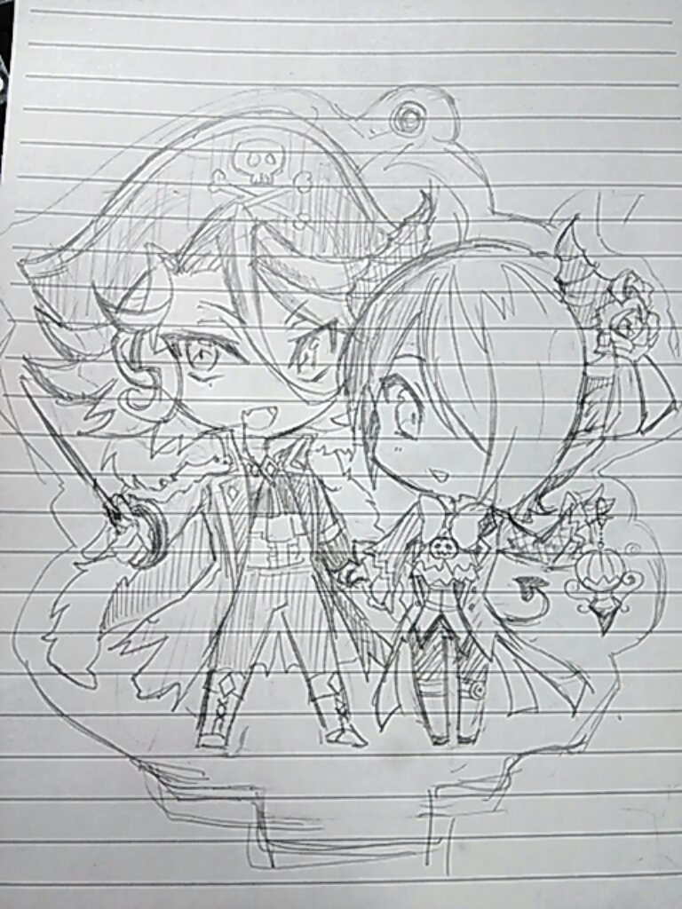 プラ板にトレスするつもりで適当な紙に描いたらアクリルスタンドにしたくなって罫線がある紙に下書きしたのちょっと後悔した 