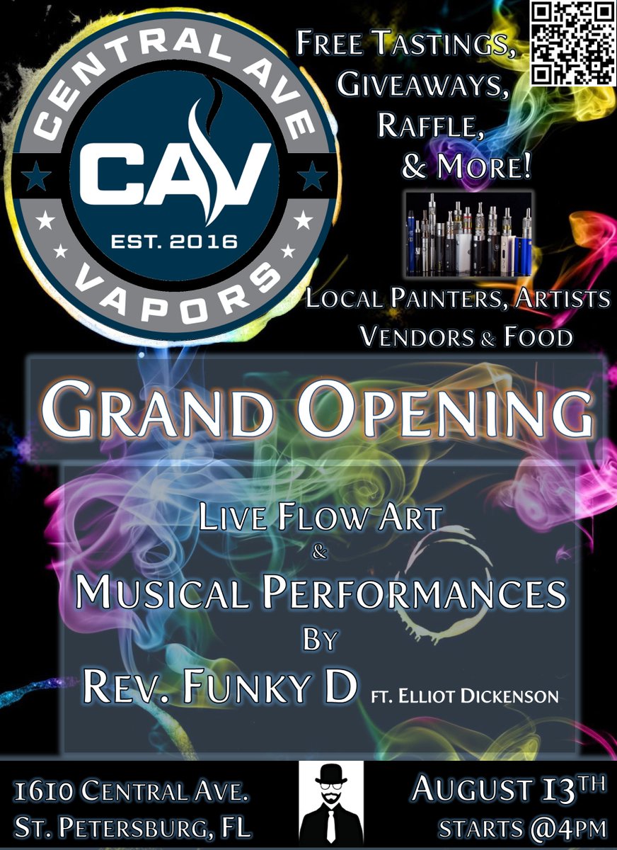 #grandopening #vapeshop #stpetersburg Central Ave Vapors #Stpete on August 13th #music #centralave #vapeporn #vape