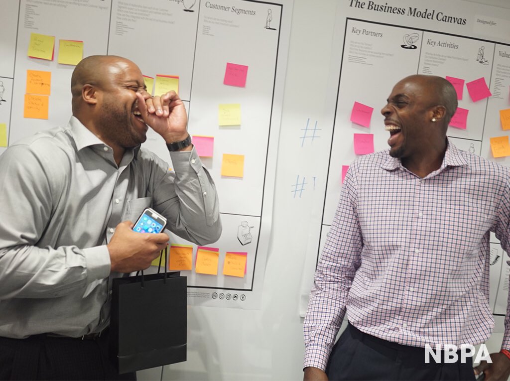 TheNBPA's tweet photo. In 3 days of the #NBPABusinessBootcamp, 12 NBA players went from learning about innovation to pitching to investors. https://t.co/1wTZwR6N9b