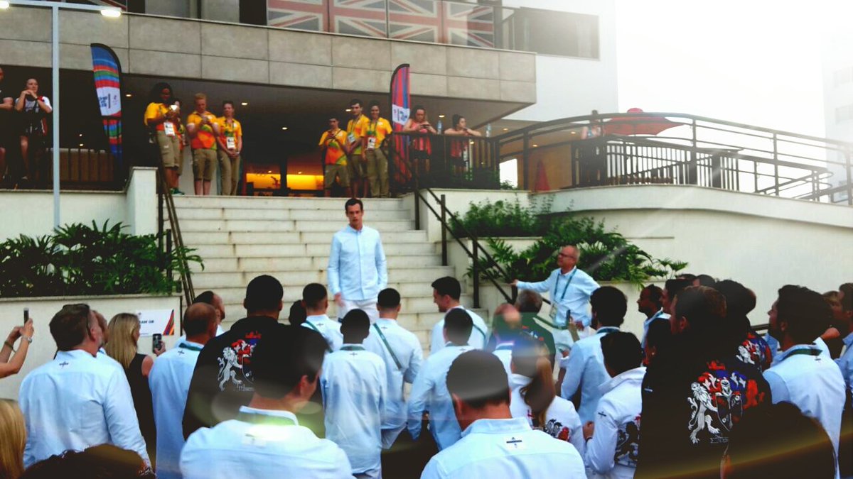TeamGB's tweet photo. Curtain will soon raise on #Rio2016, but not before the wise words of @andy_murray. Time for the #OpeningCeremony https://t.co/BtjOduW5o4