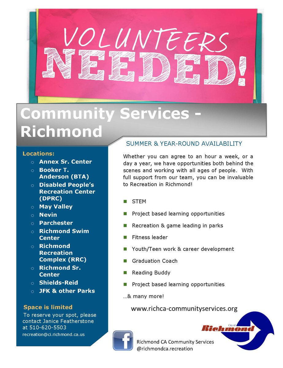 richmondcsd's tweet photo. Please share with your community! #volunteers #RichmondcA https://t.co/qcyI4AcD1x https://t.co/s0qvBnaOLF
