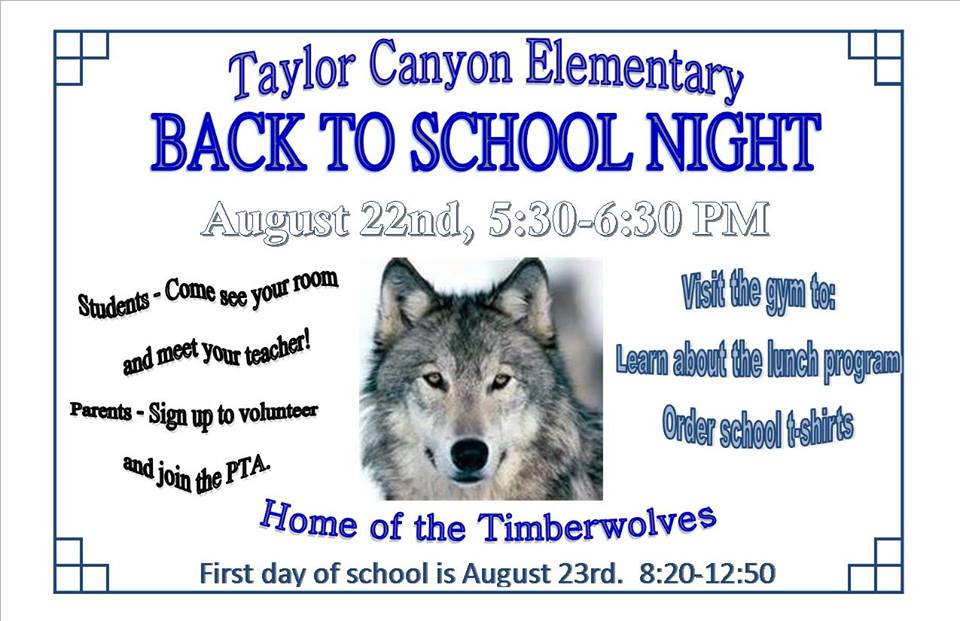 taylorcanyon's tweet photo. Don't miss out on our big BACK-TO-SCHOOL Night on August 22 5:30-6:30! See you there! https://t.co/mdTWbmfFuZ