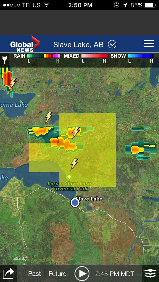 SL_Weather's tweet image. SEVERE THUNDERSTORM WARNING issued for M.D. Of Lesser Slave River near Marten Beach.Heavy rain poss.Storm not moving