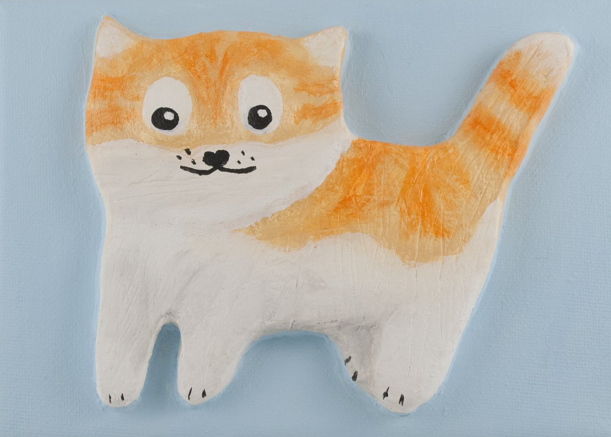 Finished "Ginge" #kitty #cat #3D #acrylic #painting #pontefract #artist #wakefield #art #acrylicpainting #3Dpainting