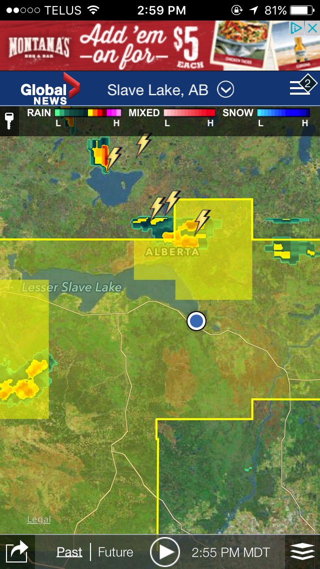 SL_Weather's tweet image. SEVERE THUNDERSTORM WATCH issued for Slave lake. Heavy rain, Hail and strong winds possible. #slavelake #abstorm