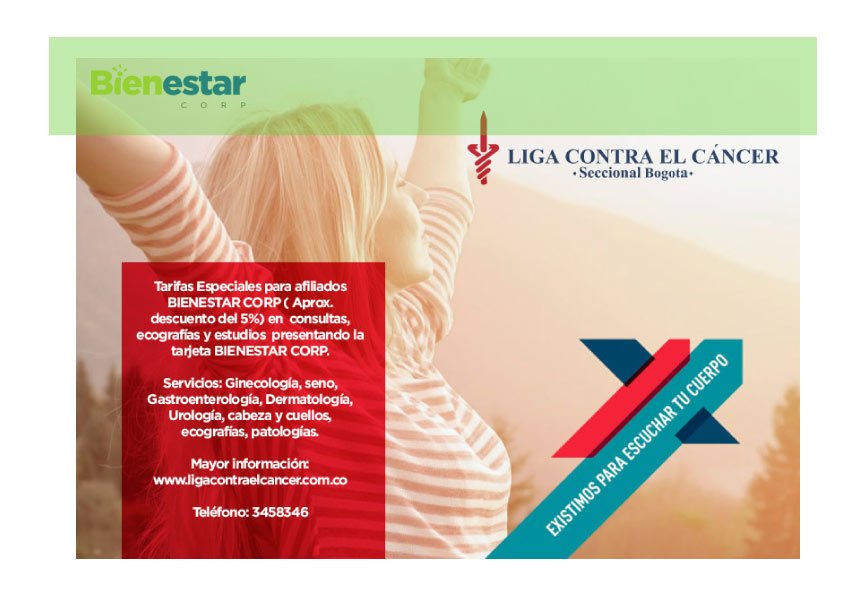 Tarifas Especiales para afiliados BIENESTAR CORP ( Apx. descuento del 5%) en consultas, ecografías  @superaelcancer