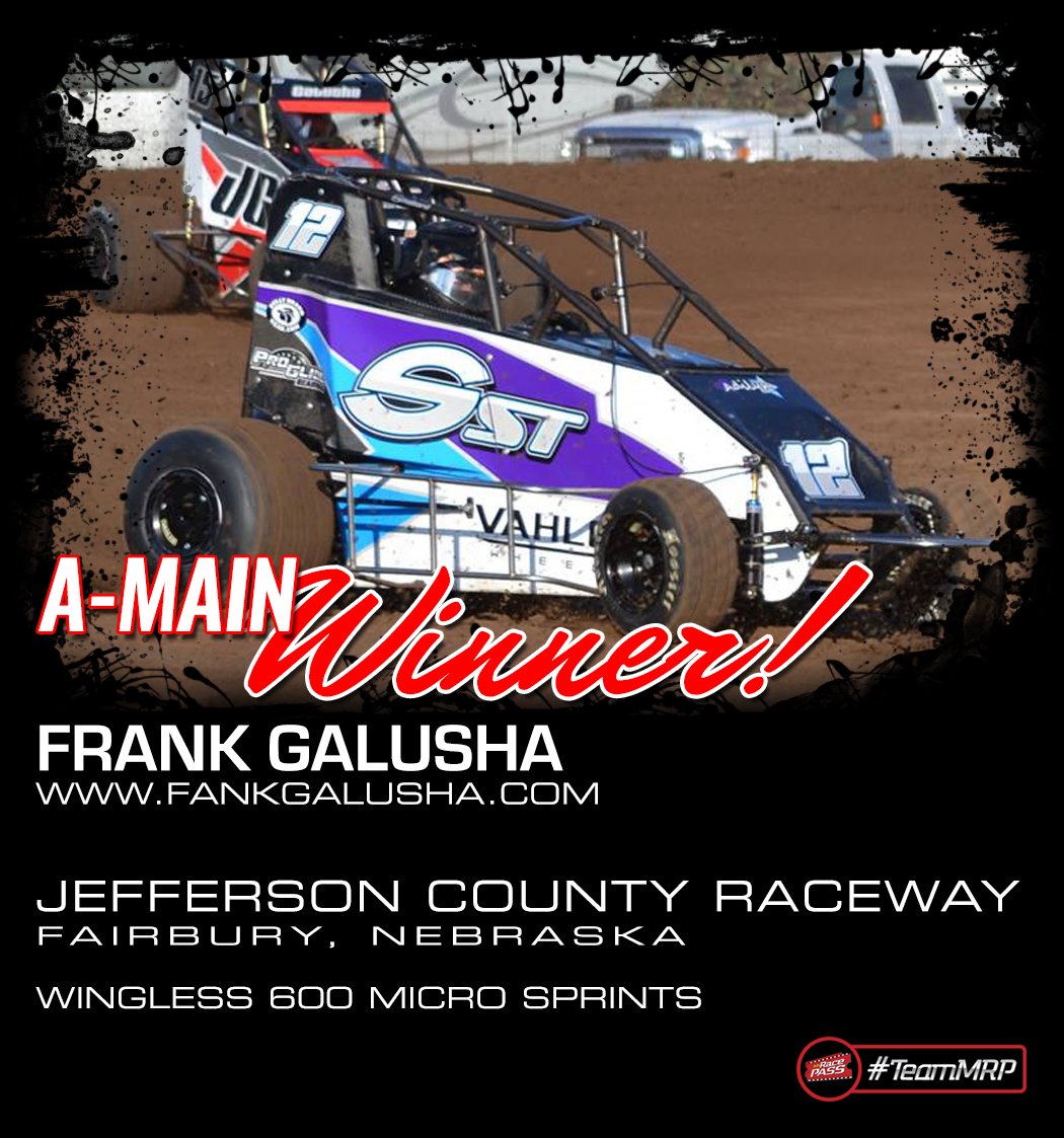 Congrats <a href="/FGalusha12/">Frank Galusha</a> on picking up the feature win at Jefferson Co. Speedway! #TeamMRP FrankGalusha.com