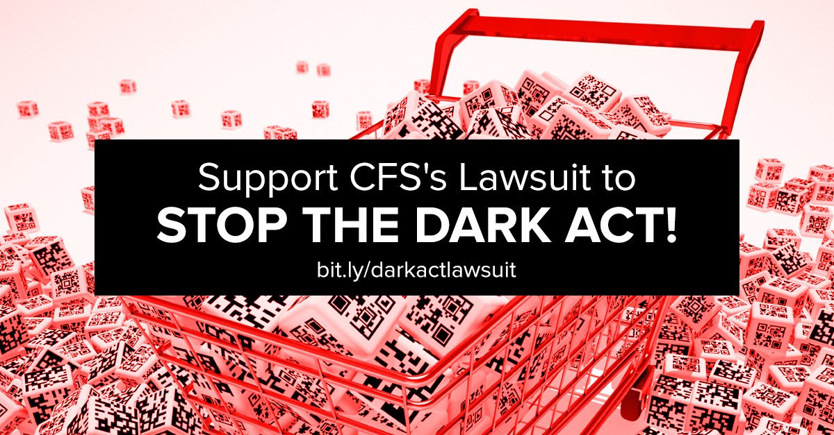 CFSTrueFood's tweet photo. CFS will file a lawsuit w/in next 2 wks on unconstitutionality of the #DARKAct. Please help: https://t.co/7FKapgmjpu https://t.co/5c7RSVcvz7