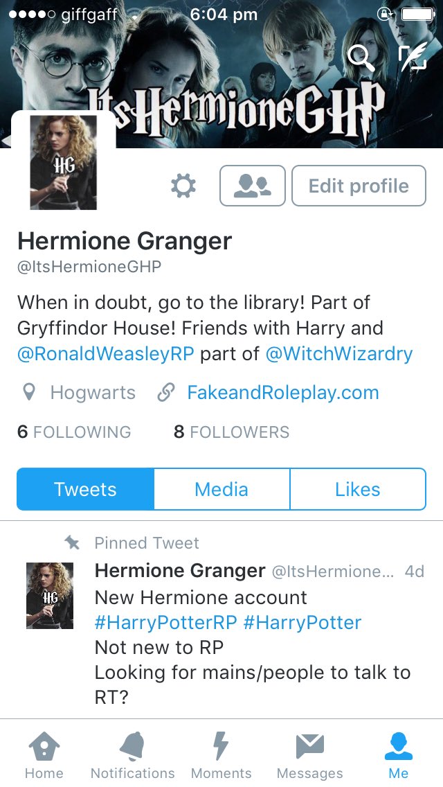 Hey guys can you please go follow my other RP account please @ItsHermioneGHP