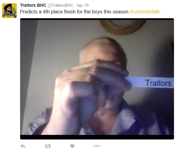 TraitorsBHC's tweet photo. Might need to add "Prophet" to the title @DaveBalloch - predicted a 4th place finish back in April! #flashbackfriday https://t.co/z3tbbvMoIK