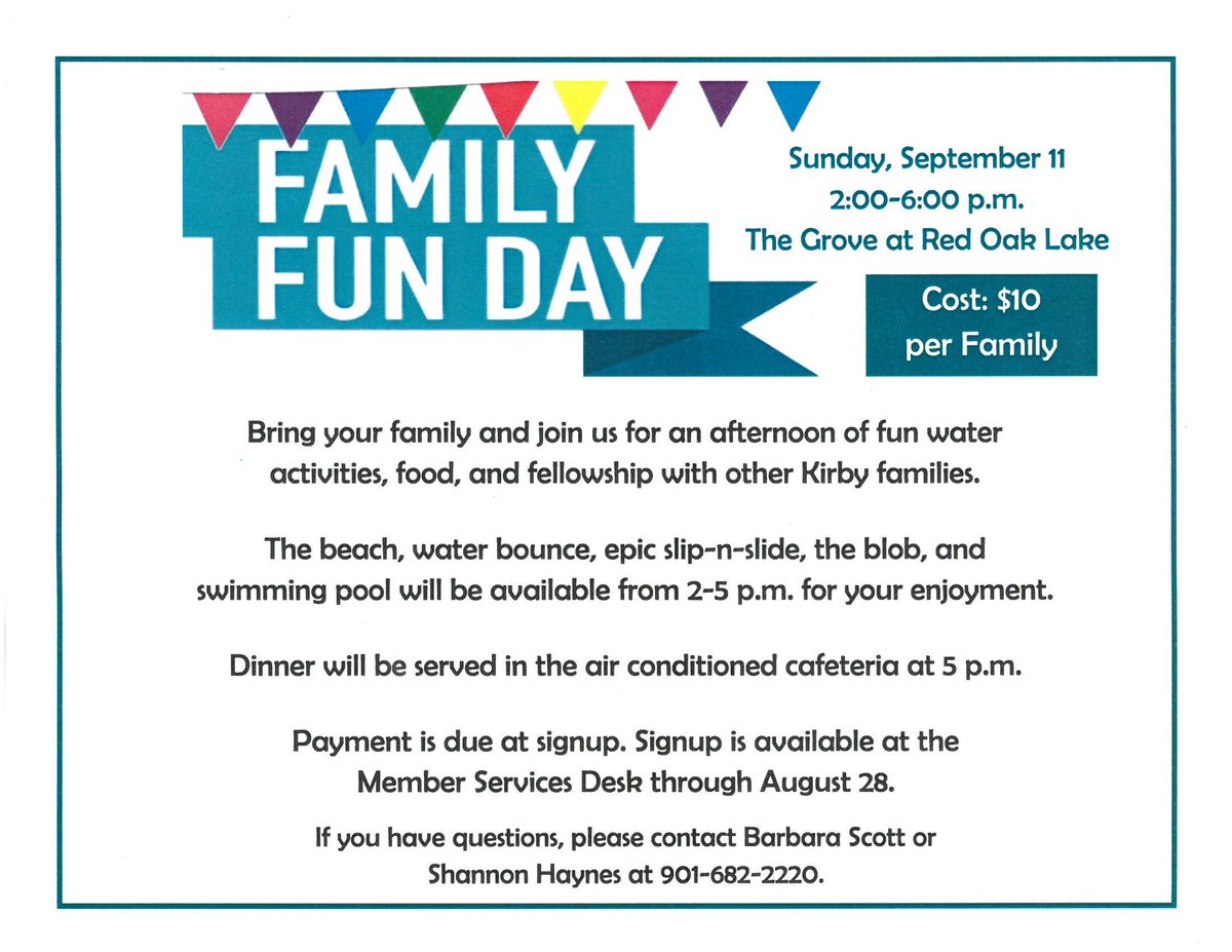 kwbckids's tweet photo. Family Fun Day is coming! September 11th at The Grove. $10 per family. Sign up at Member Services or in W311! https://t.co/9BByKelgPn