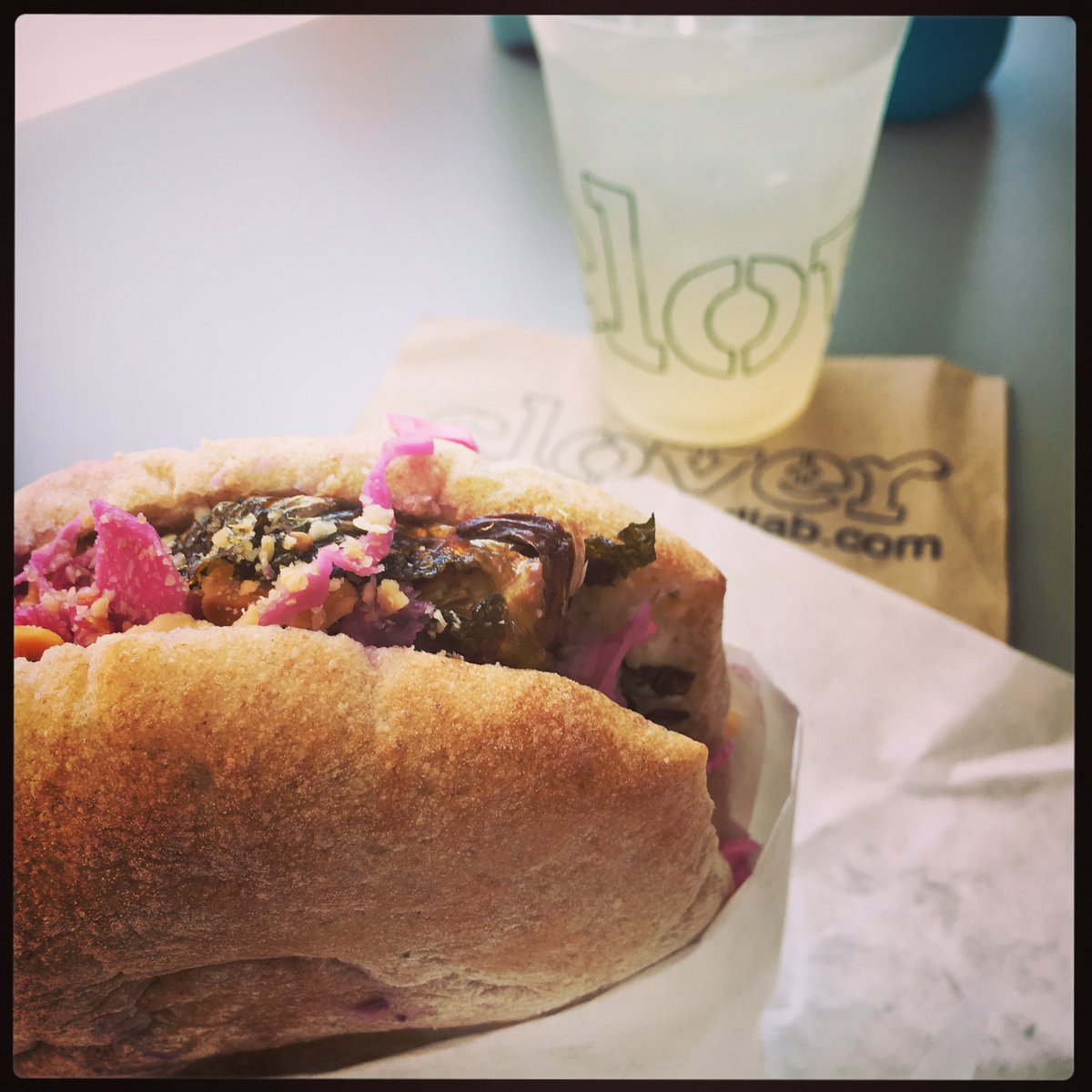 carrieloconnor's tweet photo. So long, @cloverfoodtruck and the amazing Brussels sprouts sandwich! 😢 #MIT #veggies #Boston https://t.co/mKm0ODl2qQ