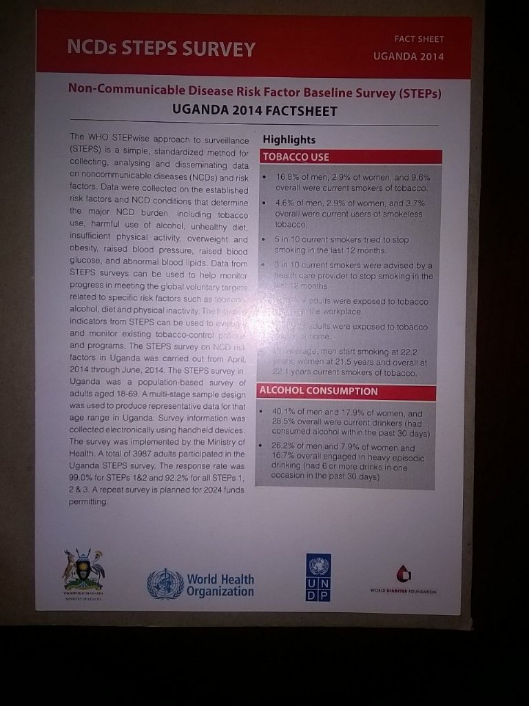 Uganda risks factor fact sheet. Useful statistics!
