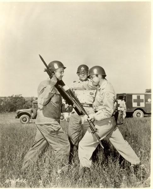 Texas_Pictures's tweet photo. Audie Murphy, born in Kingston, #Texas, demonstrates bayonet training at Fort Hood, 1950's. #TexasHistory https://t.co/0HrgFoL4Zj