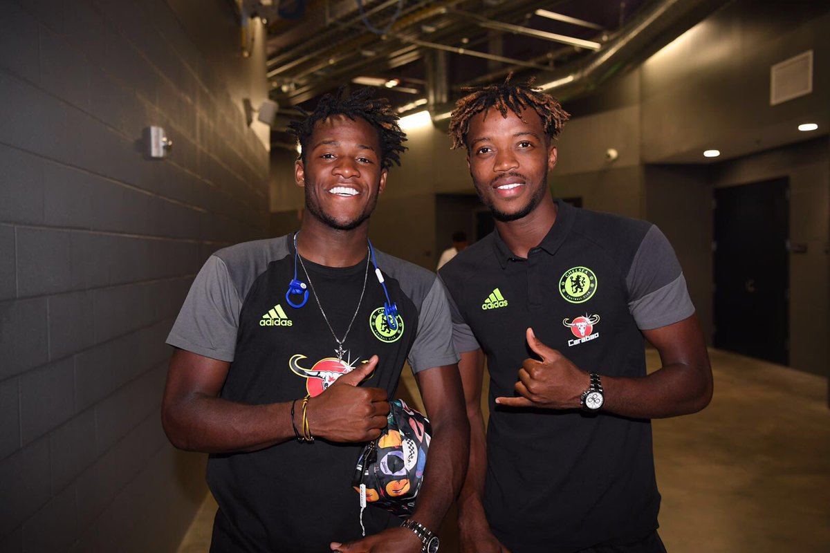 chalobah's tweet photo. The whole trip I was being called Michy! To clarify: the guy on the left is @mbatshuayi &amp; the guy on the right is me https://t.co/s1RPRPfr92