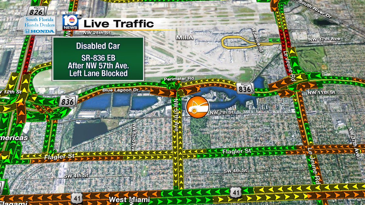 CRASH: SR-836 EB & NW 57th Ave. A left lane is blocked. #TRAFFIC #MIAMI https://t.co/TQzo8eaMxz