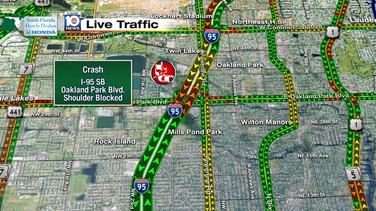 CRASH: I-95 SB & Oakland Park Blvd. A shoulder is blocked. Expect delays. #TRAFFIC https://t.co/hC5euTAd4O