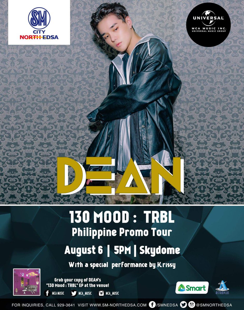 KpopConcertPH's tweet photo. DEAN 130 Mood : TRBL Tour in Manila today at the Skydome, SM North EDSA at 5PM. #DEANinMNL #DEANinPH https://t.co/c8bFwFtPc2