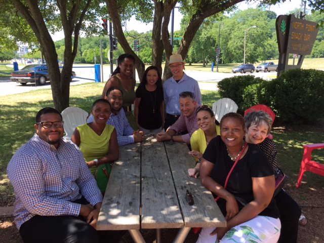 GrMKEFdn's tweet photo. Farewell lunch today at @northpointmke w/our @MKEFellows friend Khalil Davis.Thx for a great summer. We'll miss you! https://t.co/VCQMS1fGkf