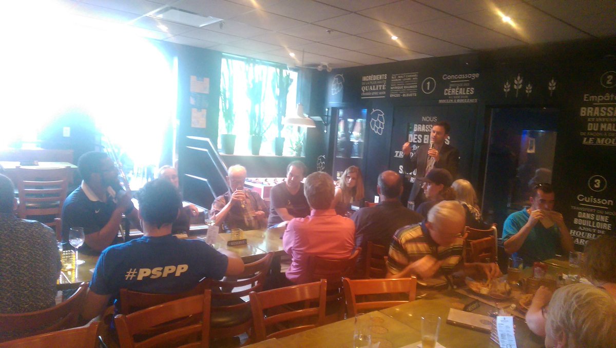 PaulPlamondon's tweet photo. Comment peut-on retourner aux valeurs démocrates du Parti Québécois? On en parle à la Brasserie Korrigane. #CoursePQ https://t.co/gJOa3Jm5mC