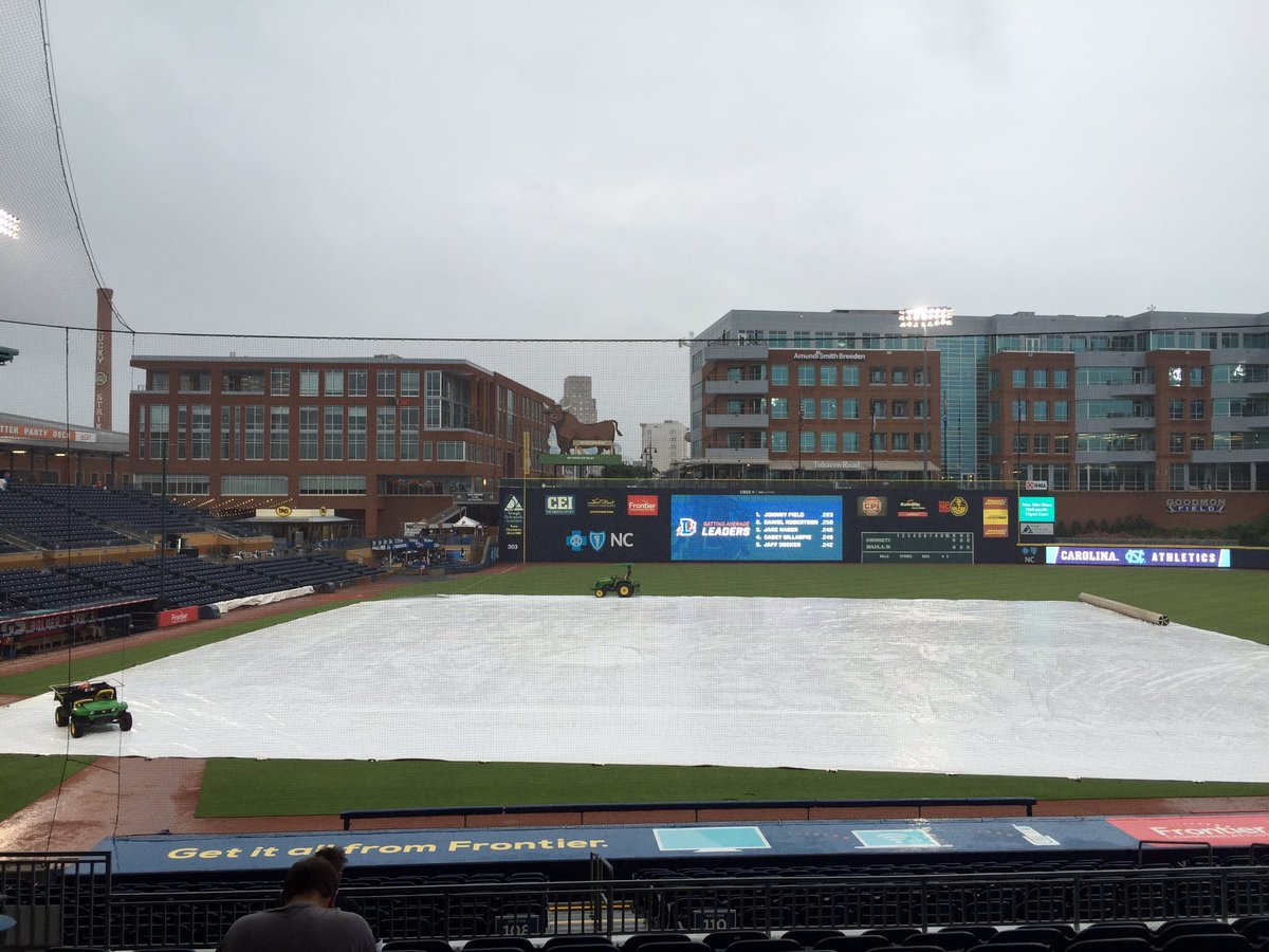 GolfTurfTech's tweet image. Rain, rain, go away, we want to see some @DurhamBulls play today. #DurhamBulls #DBAP