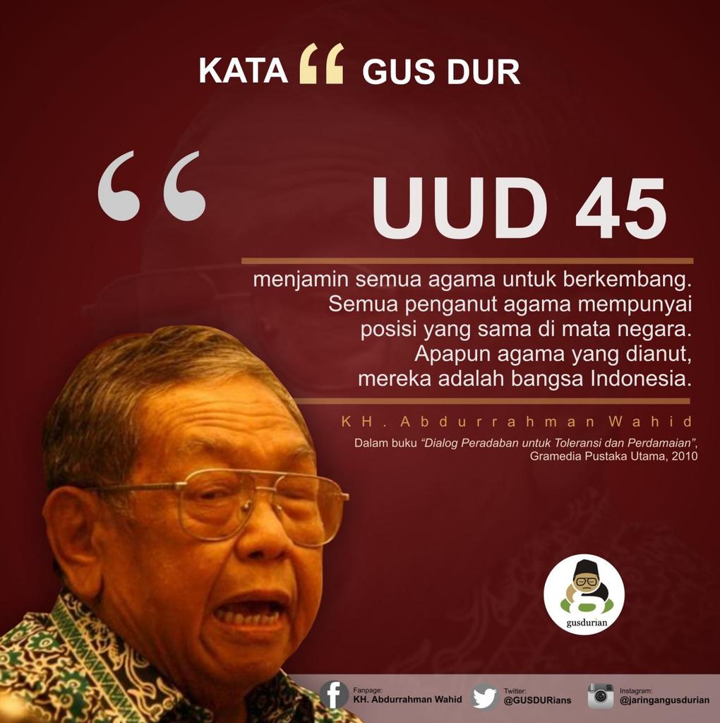 [Kata Gus Dur] via <a href="/GUSDURians/">Jaringan GUSDURian</a> #GusDur