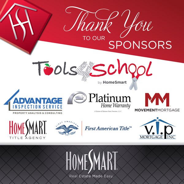HomeSmartIntl's tweet image. Our sponsors are awesome and have helped us positively impact our communities! #HomeSmart #tools4school