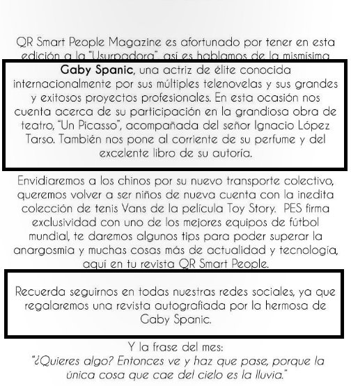 NoSoyTraviesa's tweet photo. " Rgalaremos una revista Autografiada " por la hermosa @gabyspanic
by @QRSmartPeople total !! Pendientes #SpanicFas https://t.co/GM0Lt79oAh