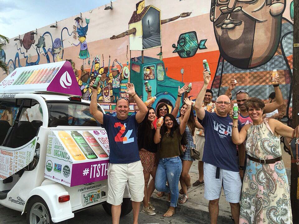RideFreebee's tweet photo. That Friday feeling... courtesy of @SujaJuice 💜🙌🍏🍊🍋 Ride with us in #Wynwood &amp; experience your #ItsTheJuice moment‼️ https://t.co/7US4WEBCXh
