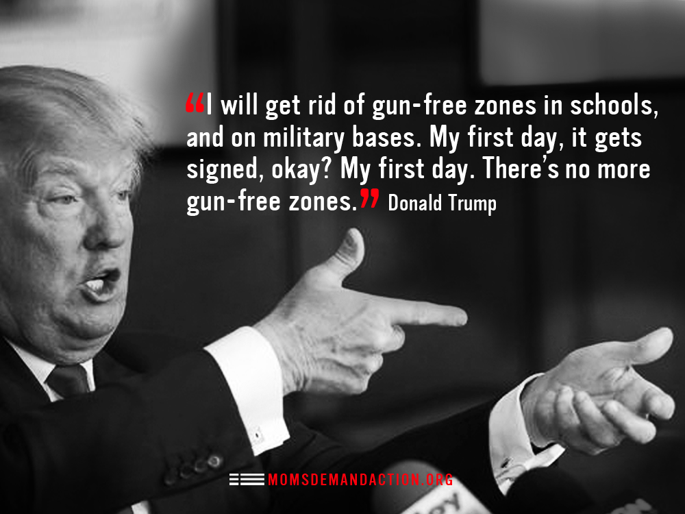 MomsDemand's tweet photo. Trump didn't always believe guns belong in schools. That is, until he began pandering to the gun lobby. https://t.co/X5LSlIYSCM