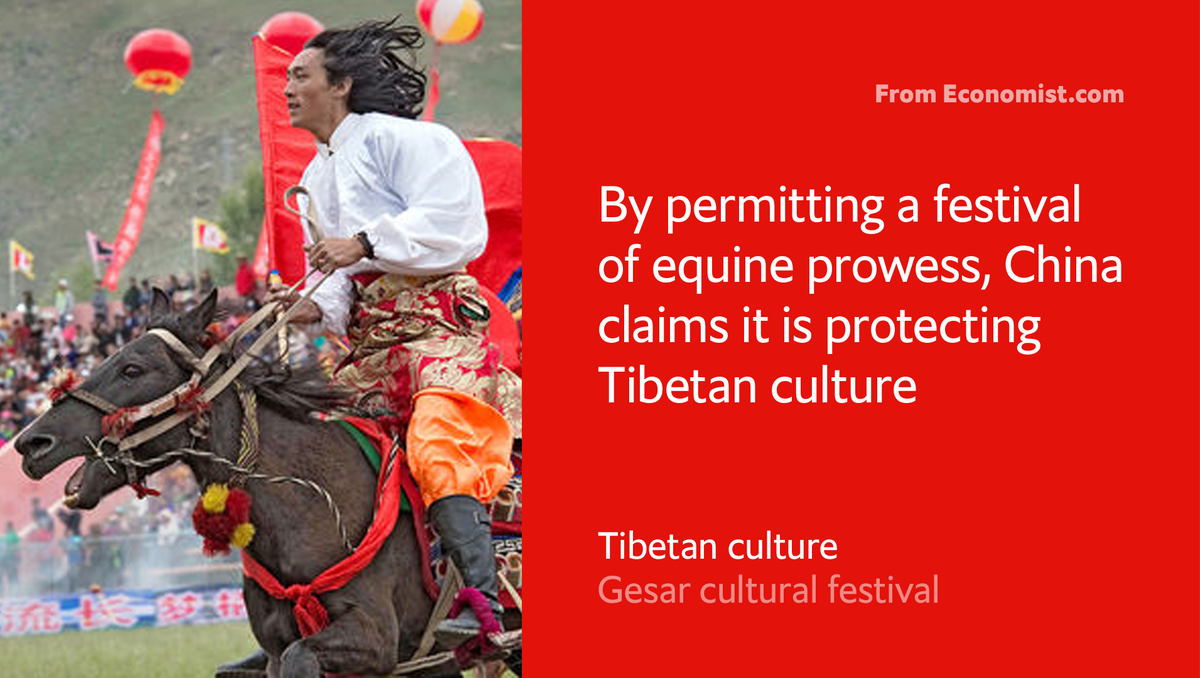 TheEconomist's tweet photo. A three-day celebration of equine prowess, yak-racing and Tibetan song and dance https://t.co/vAvecIjo2e https://t.co/9fmJBfaFFW