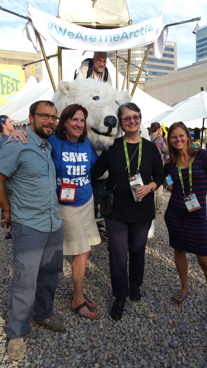 alaskawild's tweet photo. #WeAreTheArctic RT @Braided_River w/ @Freedom_to_Roam, @alaskawild and Sutra the polar bear @keen fest #ORshow2016 https://t.co/3ZymWCuG6E