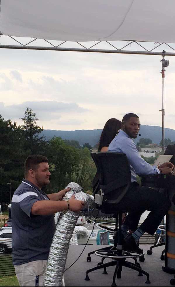JaclynRAronson's tweet photo. .@Realrclark25 #EveryManForThemselves #PersonalAC @FirstTake Training Camp Tour completed @PatGunther https://t.co/ZsUeP7cc1X