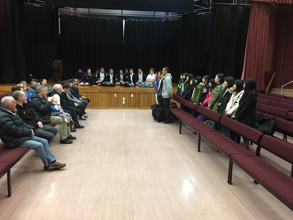 KHSInt's tweet photo. Welcome Junten High School from Japan. Enjoying Kaiapoi High School powhiri https://t.co/YQGz0rImMt